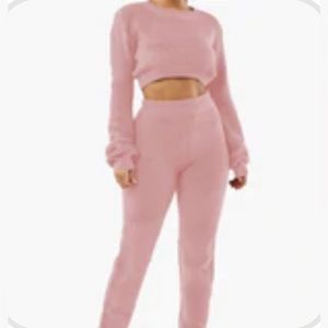 Honey Bum Pink Plush Teddy Lounge Set | Cozy 2-Piece Matching Set